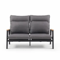 Gartenstühle|Gartensessel| Lounge-Sofa Salines 2-Sitzer Schwarz / Grau