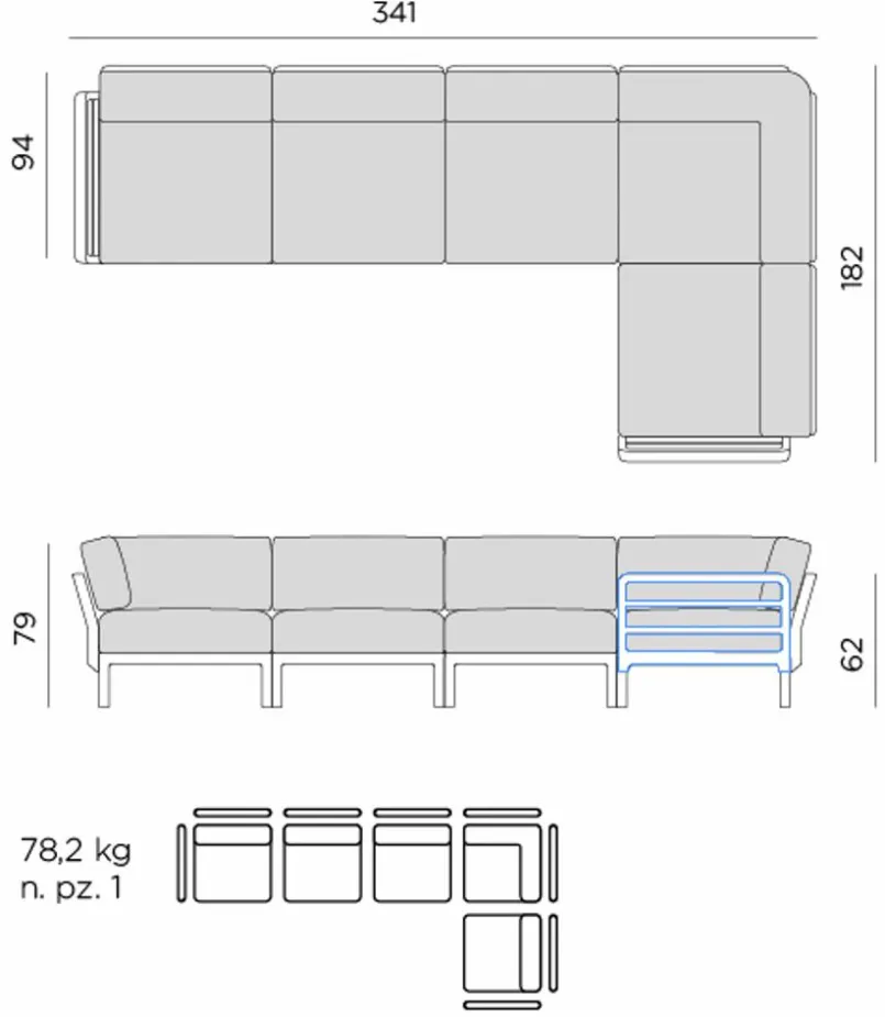 Gartensofas|Loungesofas|Nardi Lounge-Sofa Maximo 5 Lava