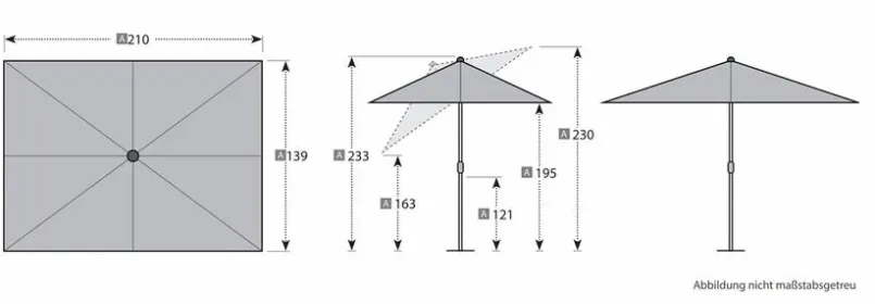 Marktschirm Alu Wood 140 x 200 cm<Doppler Hot
