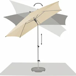 Glatz Sonnenschirme-Marktschirm Alu-Smart 210 x 150 cm Grau