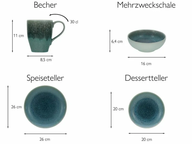 Schalen & Schüsseln|Schalen & Schüsseln|CreaTable Müslischale Caldera Ø 16 cm Eisblau