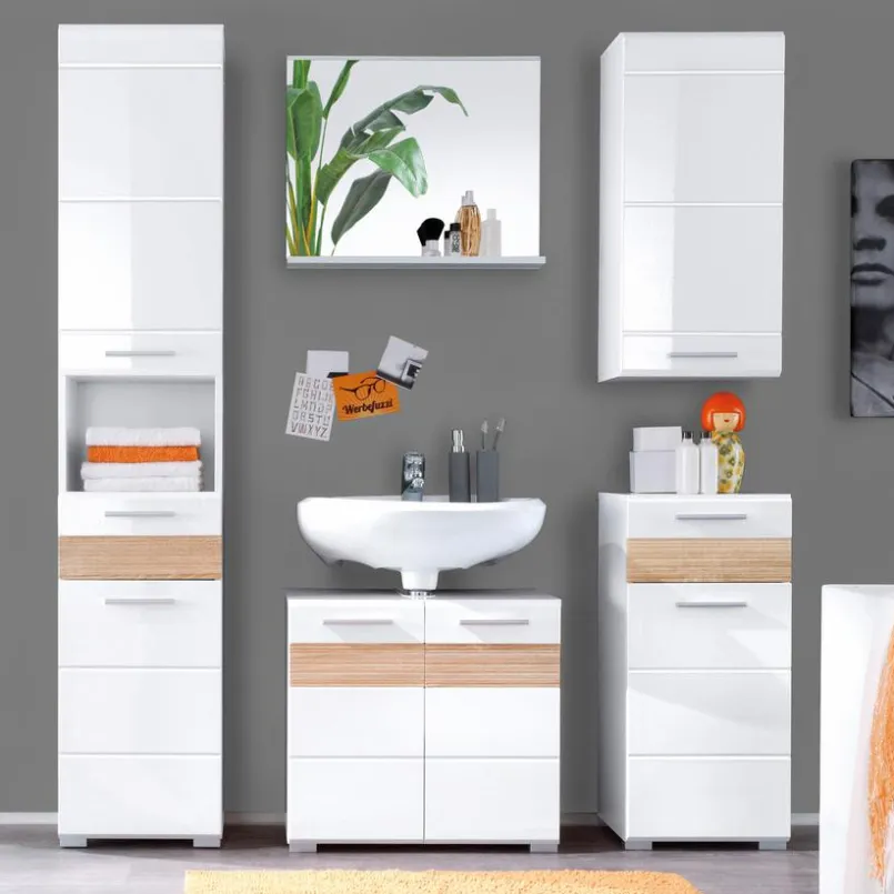 trendteam Badschränke-Oberschrank Mezzo Weiß