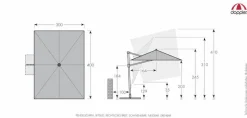 Doppler Sonnenschirme-Pendelschirm Ravenna 300 x 400 cm Hellgrau