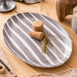 Platten|Servierplatten-Platte Zebra 40,5 x 29 cm Grau