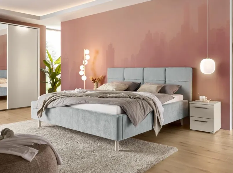 set one by Musterring Betten-Polsterbett Cary 180 x 200 cm Hellblau