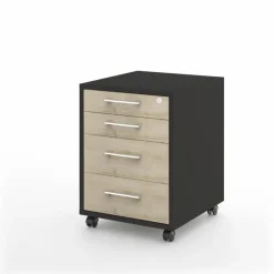Mäusbacher Schreibtische-Rollcontainer Big Profi Office Anthrazit / Birke