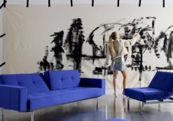INNOVATION LIVING Schlafsofas|Schlafsofas-Schlafsofa mit Armlehnen Splitback Chrom Ultramarine