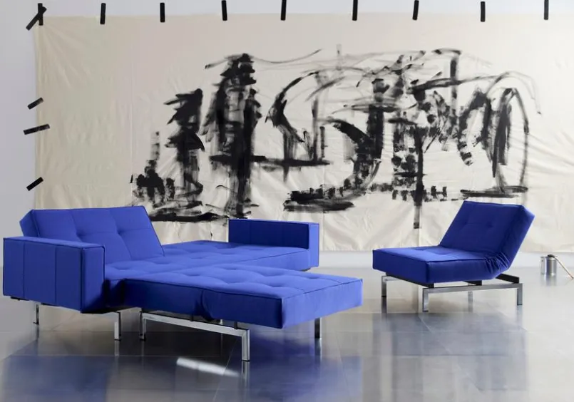 INNOVATION LIVING Schlafsofas|Schlafsofas-Schlafsofa mit Armlehnen Splitback Chrom Ultramarine