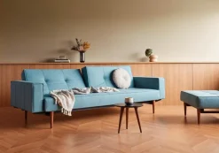 Schlafsofas|Schlafsofas|INNOVATION LIVING Schlafsofa mit Armlehnen Splitback Styletto dunkel Light Blue