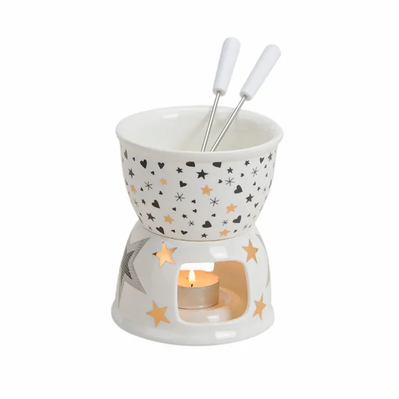 Tischdeko|Schalen & Schüsseln| Schoko-Fondue Stern/Herz 250 ml Weiß