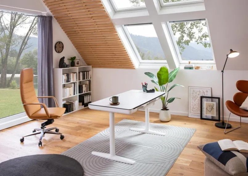 Schreibtische|BOOOM Schreibtisch elektrisch Avila 140 x 70 cm Weiß