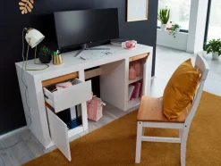 Schreibtische|G+K Schreibtisch Wyoming Kiefer Weiß