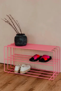 Metallbude Schuhschränke|Praktisch Im Schlafzimmer-Schuhregal Neva Pink