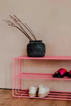Metallbude Schuhschränke|Praktisch Im Schlafzimmer-Schuhregal Neva Pink