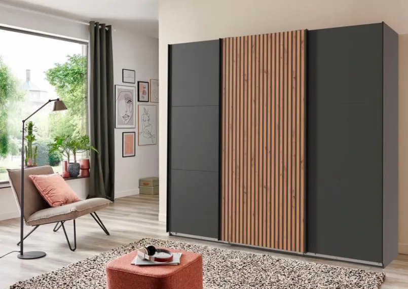 WIMEX Kleiderschränke-Schwebetürenschrank Andorra 250 x 216 cm Graphit