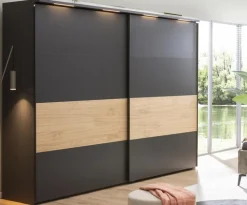CASEDO Kleiderschränke-Schwebetürenschrank Malaga 300 x 230 cm Basalt