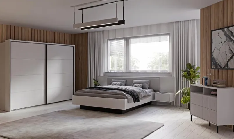 FORTE Kleiderschränke-Schwebetürenschrank Nektarius 270 x 211 cm Grau