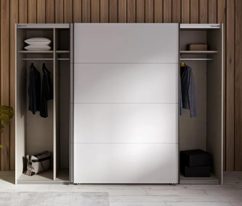 FORTE Kleiderschränke-Schwebetürenschrank Nektarius 270 x 211 cm Grau
