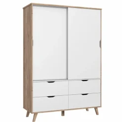 FORTE Kleiderschränke-Schwebetürenschrank Vankka 139 x 202 cm Plankeneiche