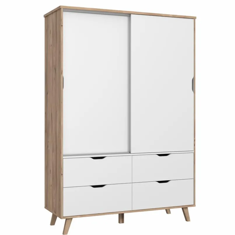 FORTE Kleiderschränke-Schwebetürenschrank Vankka 139 x 202 cm Plankeneiche