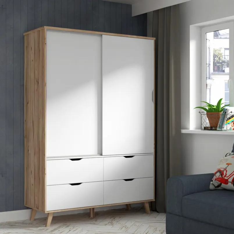 FORTE Kleiderschränke-Schwebetürenschrank Vankka 139 x 202 cm Plankeneiche