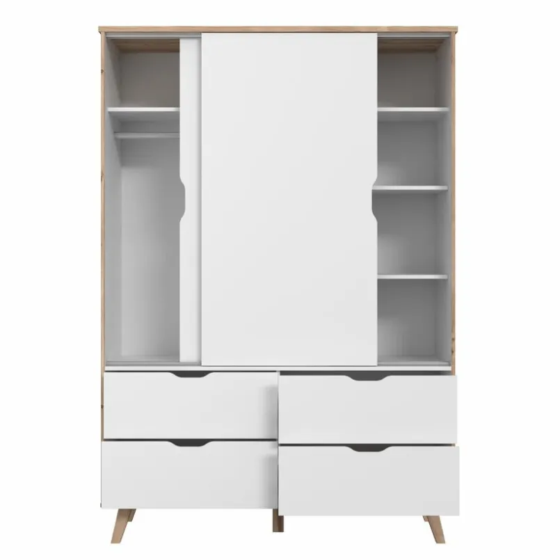 FORTE Kleiderschränke-Schwebetürenschrank Vankka 139 x 202 cm Plankeneiche