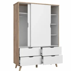 FORTE Kleiderschränke-Schwebetürenschrank Vankka 139 x 202 cm Plankeneiche