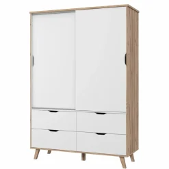 FORTE Kleiderschränke-Schwebetürenschrank Vankka 139 x 202 cm Plankeneiche