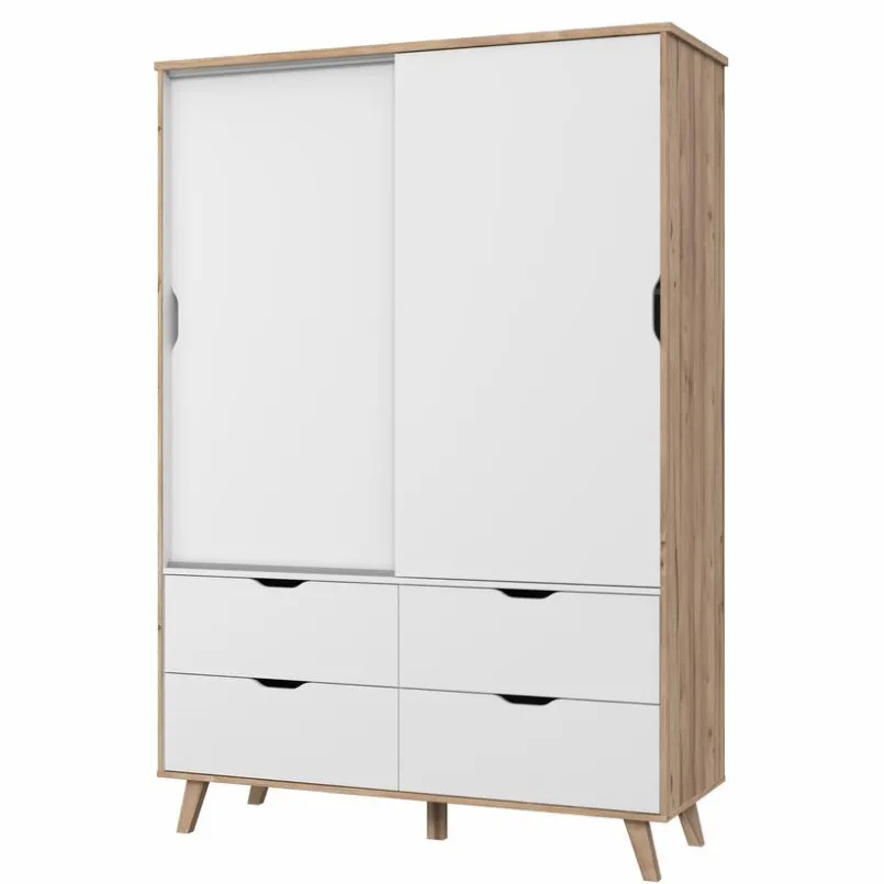 FORTE Kleiderschränke-Schwebetürenschrank Vankka 139 x 202 cm Plankeneiche