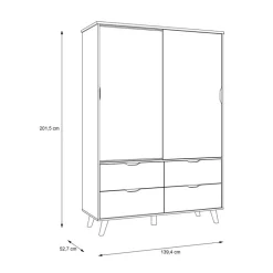 FORTE Kleiderschränke-Schwebetürenschrank Vankka 139 x 202 cm Plankeneiche