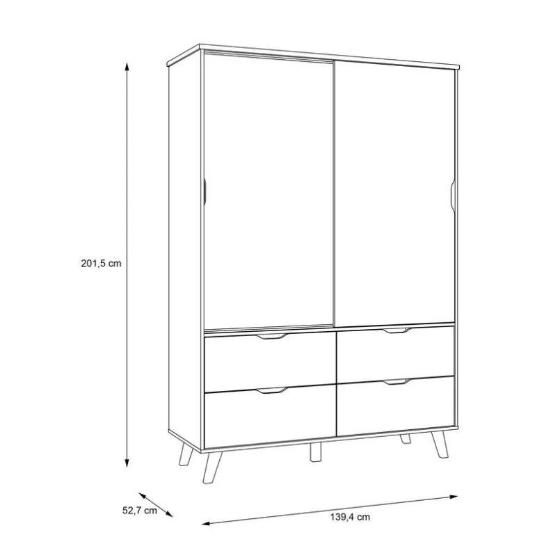 FORTE Kleiderschränke-Schwebetürenschrank Vankka 139 x 202 cm Plankeneiche
