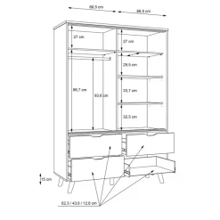 FORTE Kleiderschränke-Schwebetürenschrank Vankka 139 x 202 cm Plankeneiche