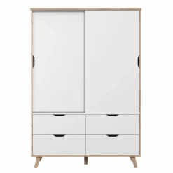 FORTE Kleiderschränke-Schwebetürenschrank Vankka 139 x 202 cm Plankeneiche
