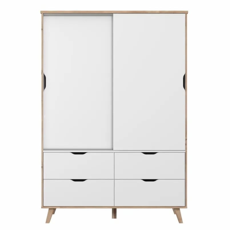 FORTE Kleiderschränke-Schwebetürenschrank Vankka 139 x 202 cm Plankeneiche