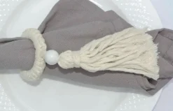 Halterungen-Serviettenring Quaste Ø 7 cm Creme