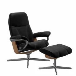 STRESSLESS Sessel-Sessel mit Hocker Consul Cross Batick Black