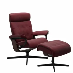 Sessel|STRESSLESS Sessel mit Hocker Erik Cross Batick Bordeaux