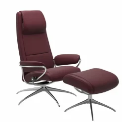 STRESSLESS Sessel-Sessel mit Hocker Paris Star High Back Batick Bordeaux