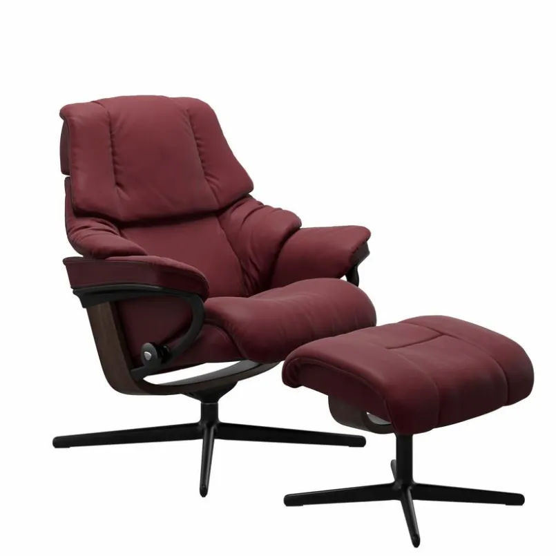 Sessel|STRESSLESS Sessel mit Hocker Reno Cross Batick Bordeaux