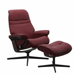 Sessel|STRESSLESS Sessel mit Hocker Sunrise Cross Batick Bordeaux