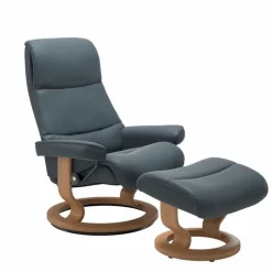 Sessel|STRESSLESS Sessel mit Hocker View Classic Batick Atlantic Blue
