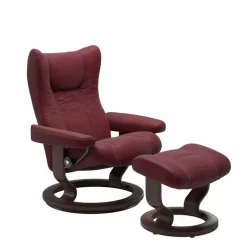 Sessel|STRESSLESS Sessel mit Hocker Wing Classic Batick Bordeaux