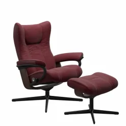 STRESSLESS Sessel-Sessel mit Hocker Wing Cross Batick Bordeaux