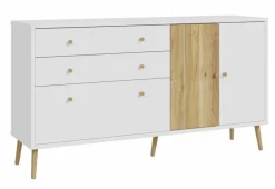 FORTE Kommoden-Sideboard Harllson Weiß / Eiche