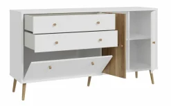 FORTE Kommoden-Sideboard Harllson Weiß / Eiche