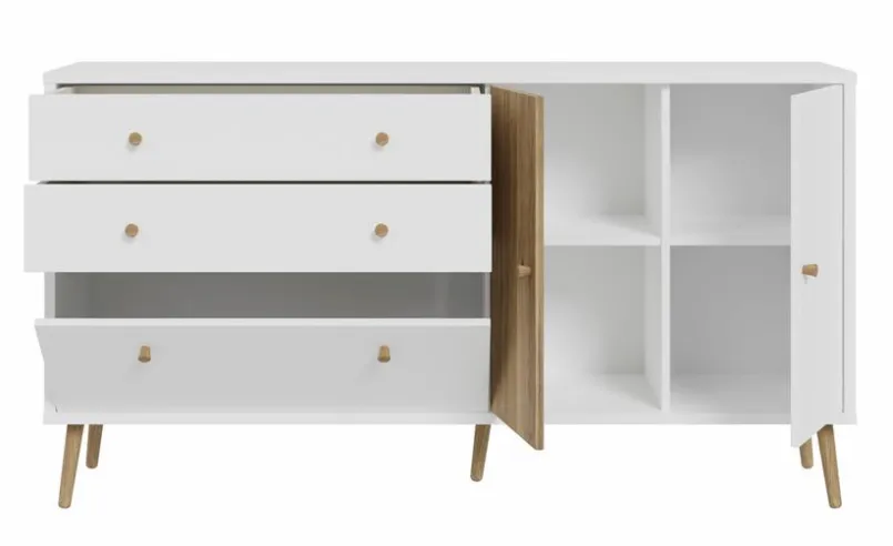 FORTE Kommoden-Sideboard Harllson Weiß / Eiche