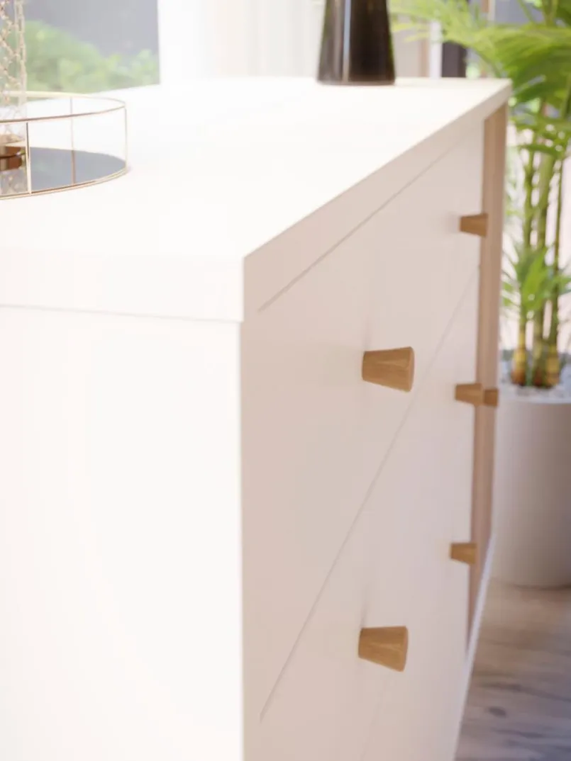 FORTE Kommoden-Sideboard Harllson Weiß / Eiche