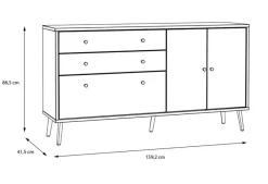 FORTE Kommoden-Sideboard Harllson Weiß / Eiche