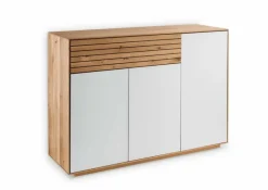 Kommoden|Gradel Sideboard Riva Eiche / Weißglas