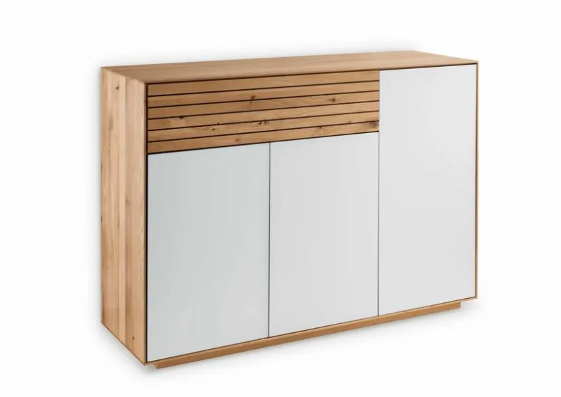 Kommoden|Gradel Sideboard Riva Eiche / Weißglas